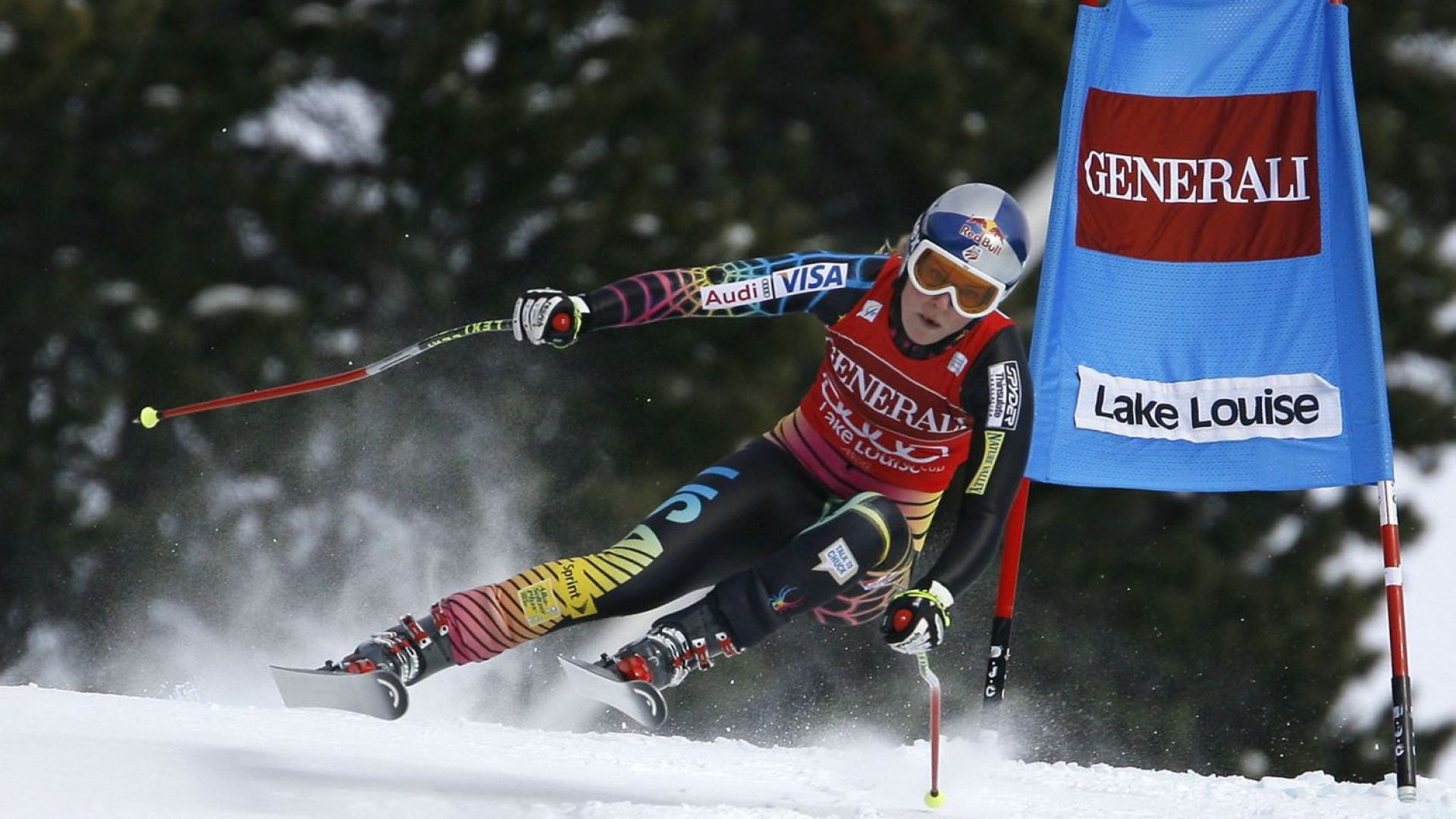 Ski World Cup 2009-2010. Lindsey Vonn, USA, in azione vincitrice nella discesa libera di Lake Louise, Canada, Venerdi' 05 Dicembre, 2009. (Pentaphoto/MarcoTrovati)