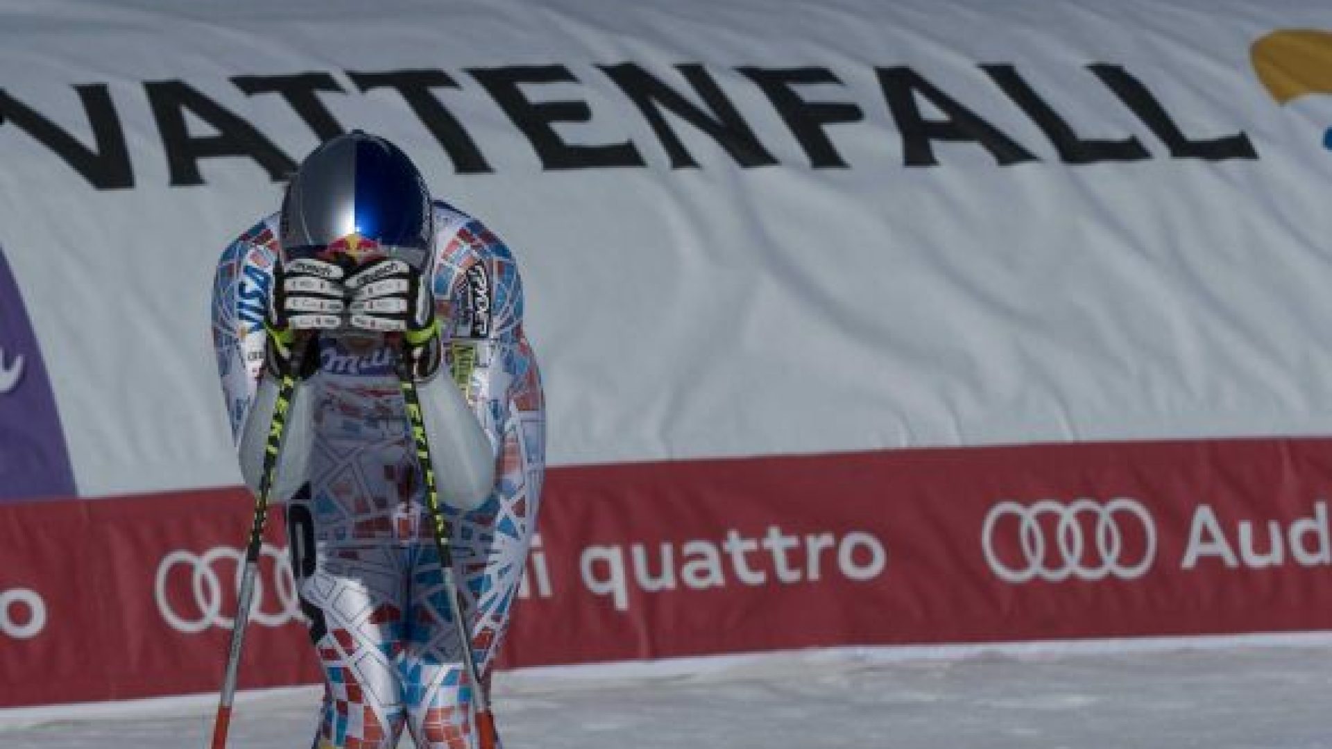 Lindsey Vonn racing the Super G of the World Championships at Garmisch.