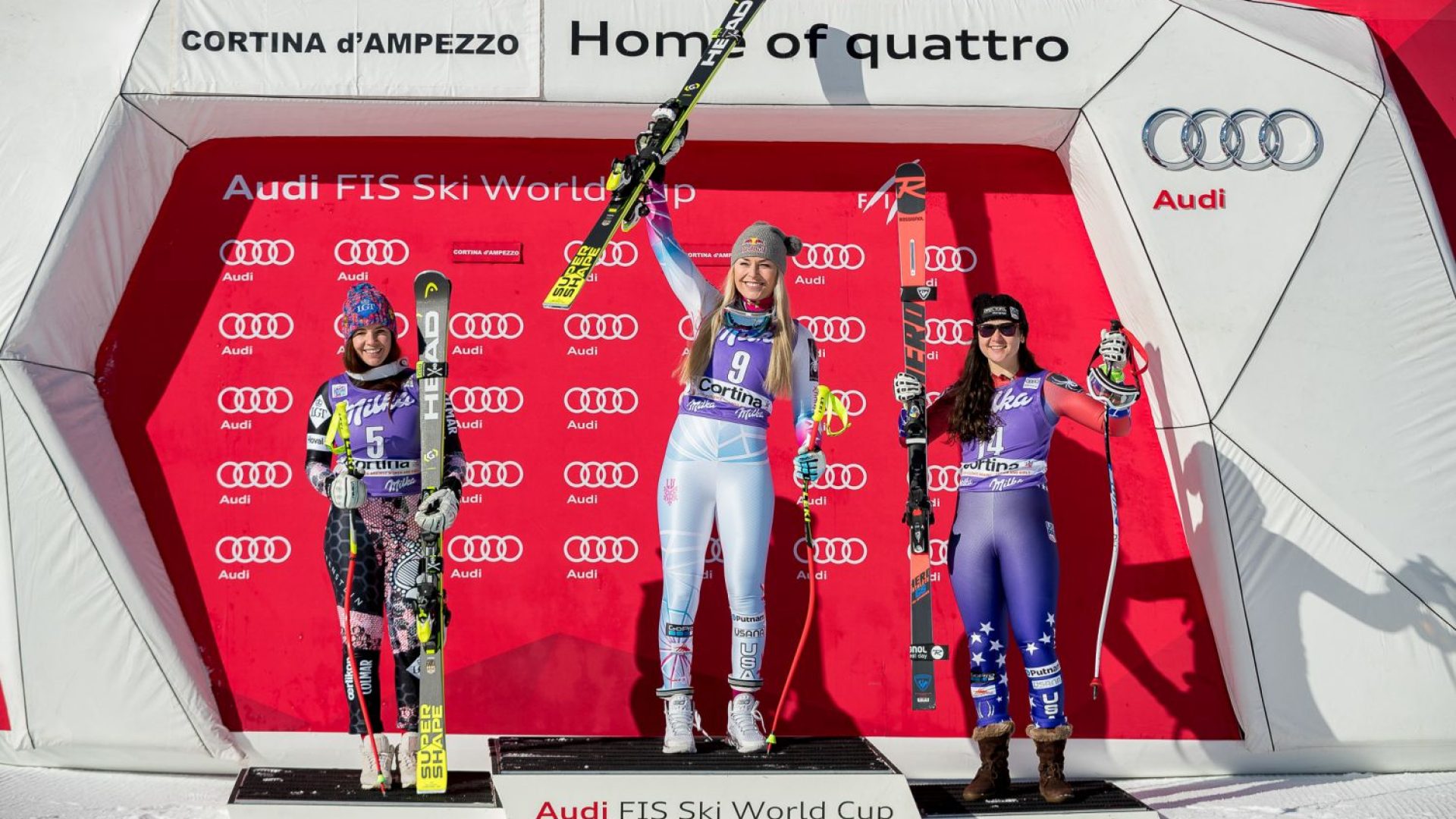 Lindsey Vonn during the Race for the World Cup DOWNHILL  in Cortina on January 20