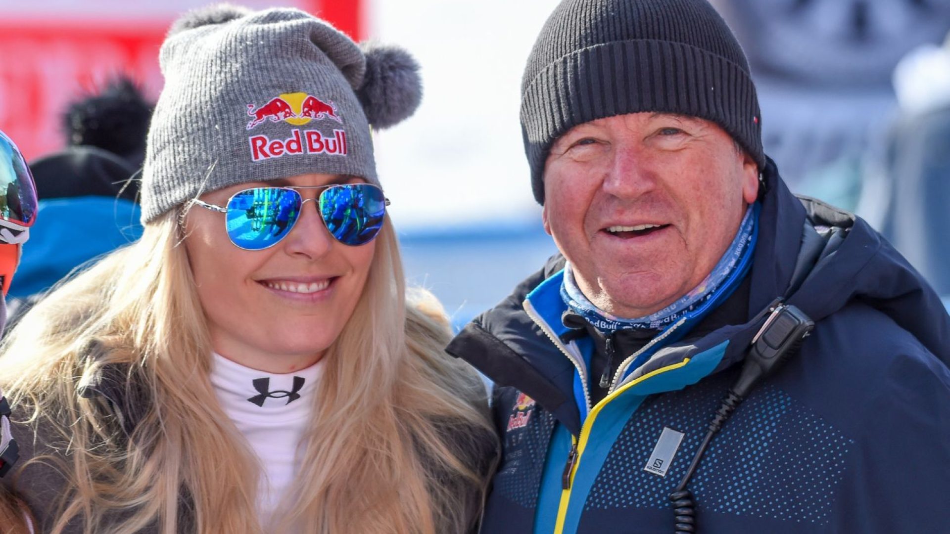 Lindsey Vonn (USA) und Robert Trenkwalder (Red Bull)