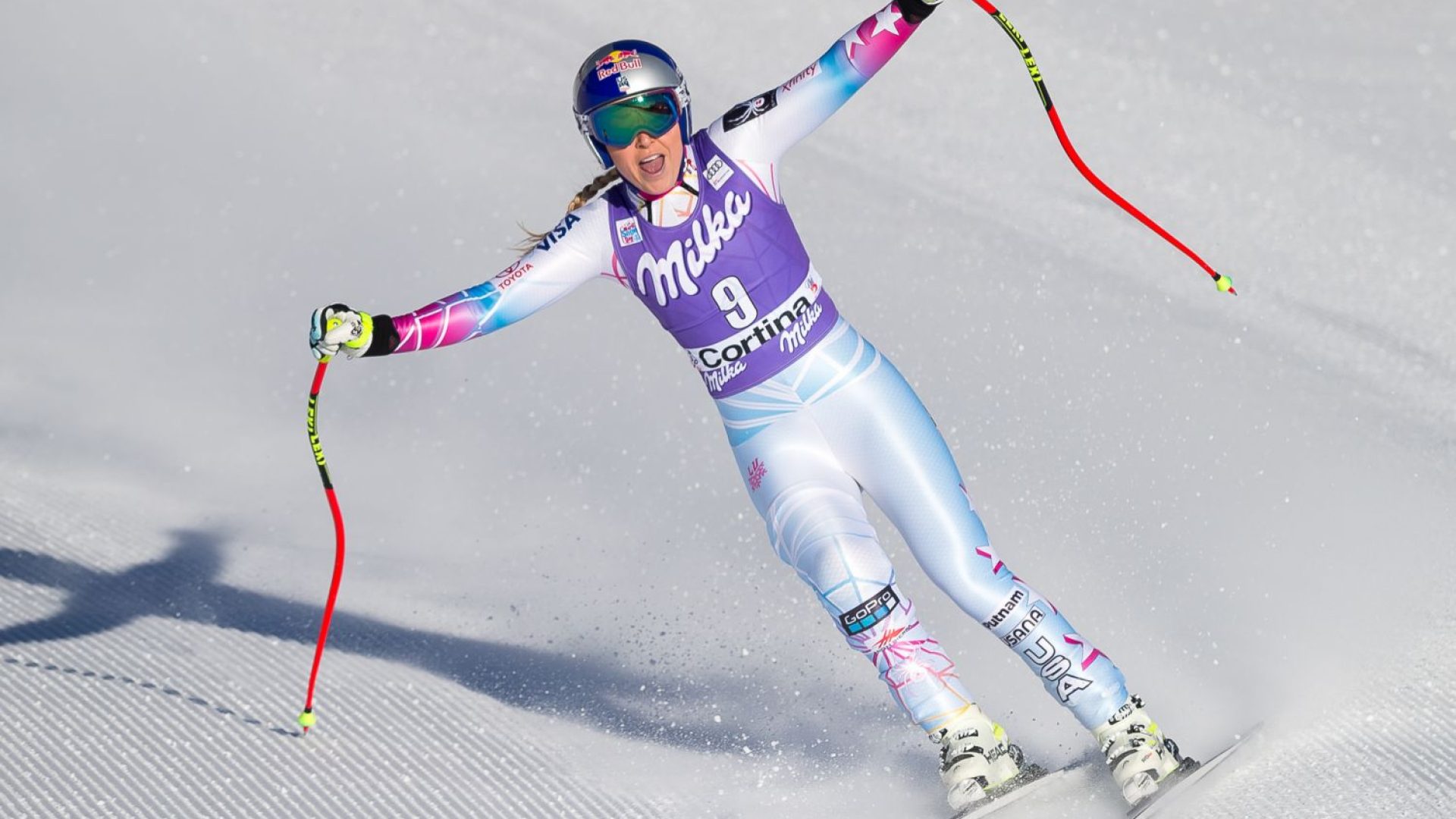 Lindsey Vonn during the Race for the World Cup DOWNHILL  in Cortina on January 20